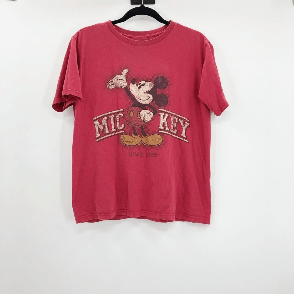 Disney Mickey Mouse Red T-Shirt Crewneck Short Sleeve Pullover Unisex Small